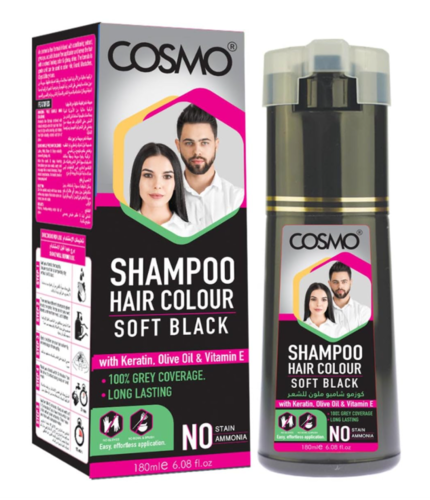 Cosmo Hårfarve shampoo 180ml- blød sort