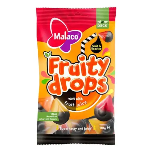 Fruity Drops - Fruity and Licorice, Malaco 110g