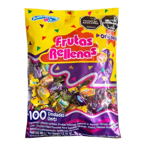 Frutas Rellenas - Frugt Bolcher med fyld, Americandy 360g