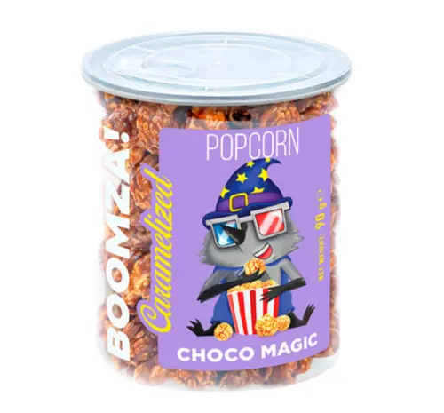 Karamelliseret Popcorn med Chokolade, Boomza 90g.