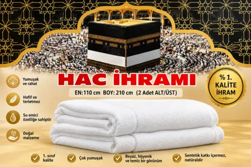 Ihram Sæt til Mænd,  2 Dele i Hvid,  1400 g