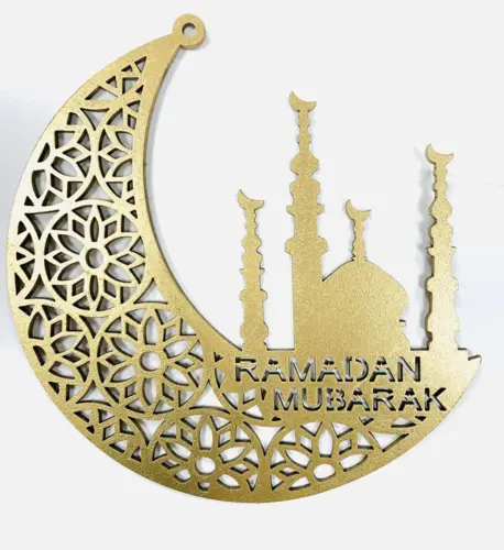 Ramadan Mubarak TræPynt Måne Guld (10 cm)