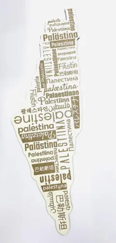 Palæstina kort i håndlavet træ Med palæstina på 40 sprog(40cm)
