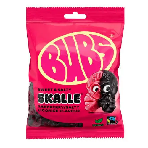 Raspberry / Salty Licorice Skalle, Bubs 90g
