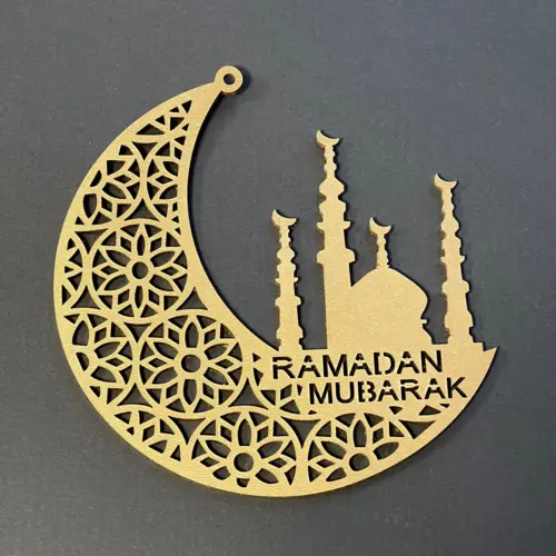 Ramadan Mubarak Træpynt i Guld (håndlavet)