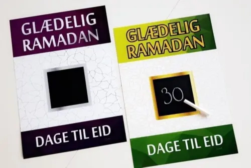 Glædelig Ramadan nedtællings plakat (ink kridt)