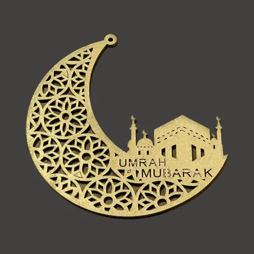 Umrah Mubarak Måne Træpynt, Guld Farve