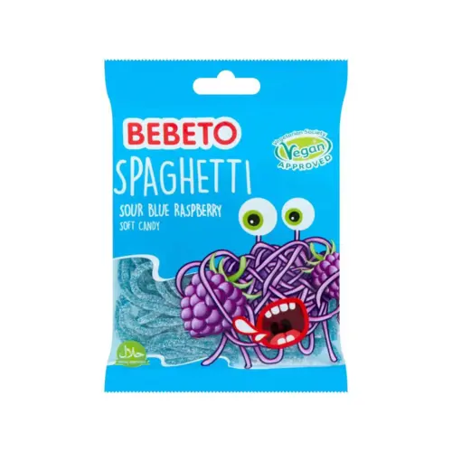 Spaghetty, sour blue raspberry, bebeto, 80g