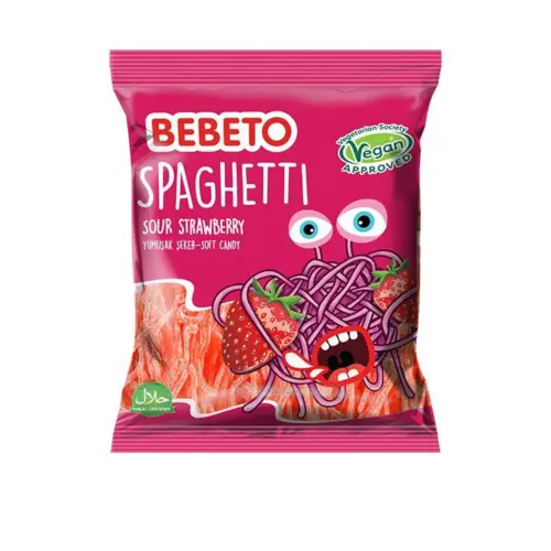 Sour Strawberry Spaghetti Vegan Bebeto 80g