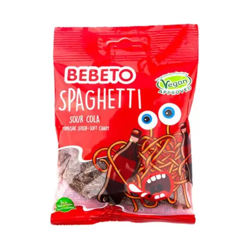 Sour Cola spaghetti, vegansk, Bebeto 80g