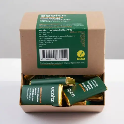 Ren Vegansk Chokolade med Omega-3-olie (30 stk. i æske)