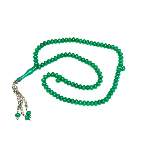 Grøn perle tasbih, 99 perler