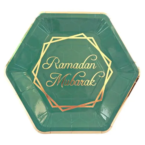 Ramadan Mubarak festtallerkener  - Grøn & Guld