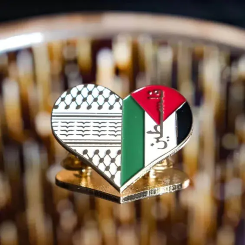 Palestine Badge Kufiya + Flag Heart