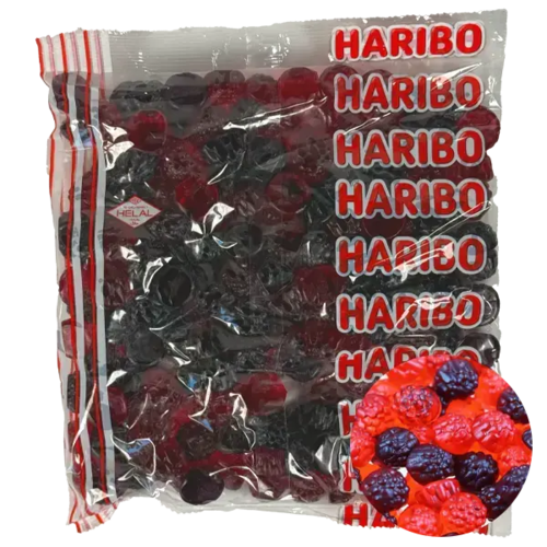 Hindbær og Brombær mix Haribo, 1 kg