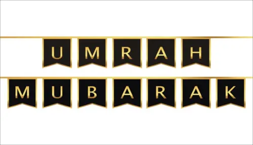 Umrah Mubarak Banner i guld og sort