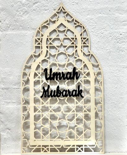 Stor Umrah Mubarak Mihrab træpynt