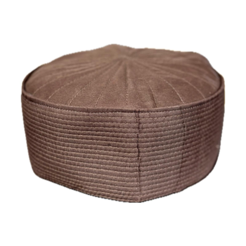 Klassisk bedehue i uelastisk stof, brun