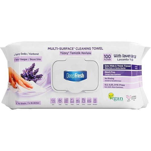 DeepFresh Multi-Surface Rengøringsklude, Lavendel Duft, 100 stk