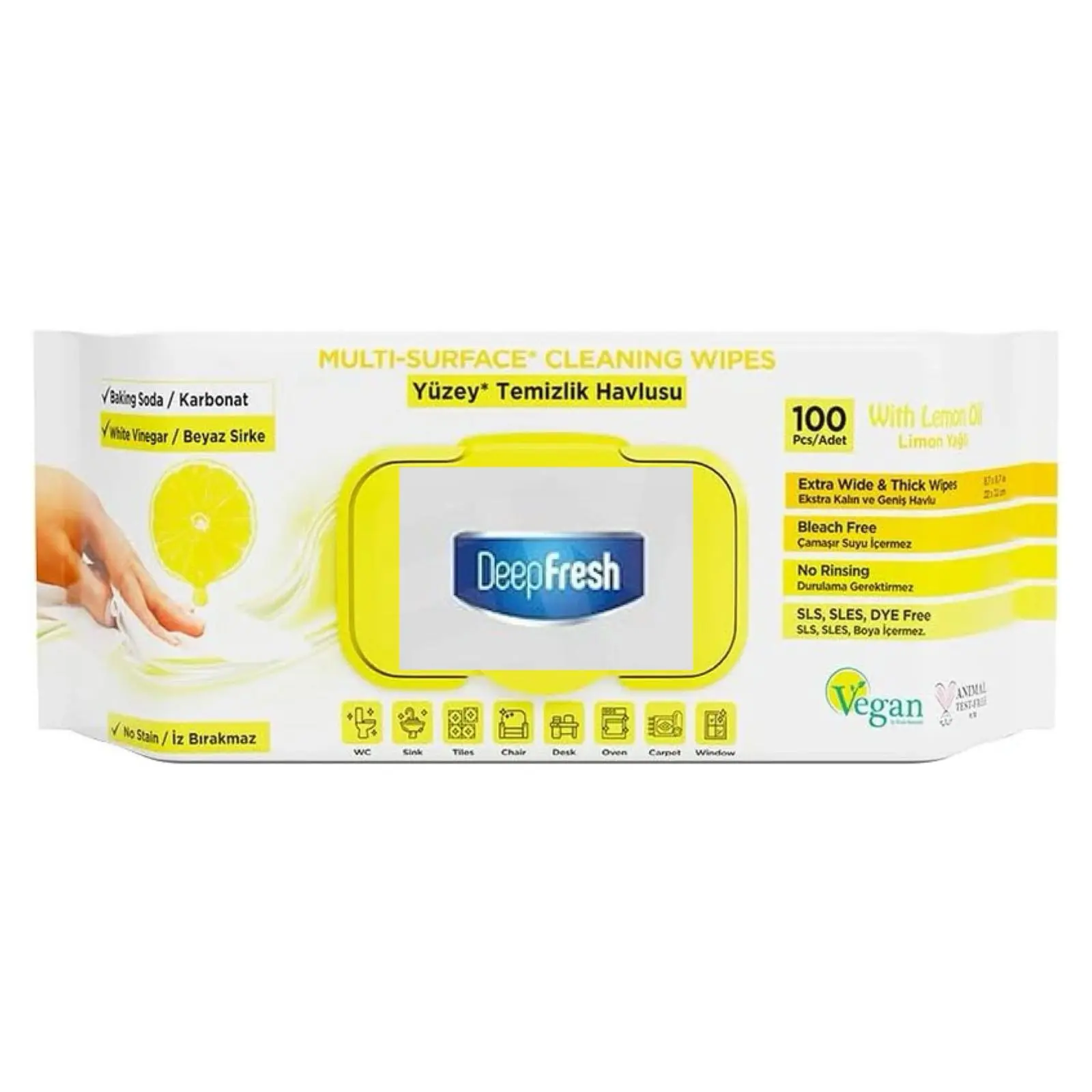 Køb DeepFresh Multi-Surface Rengøringsklude, Lemon oil Duft, 100 stk ...
