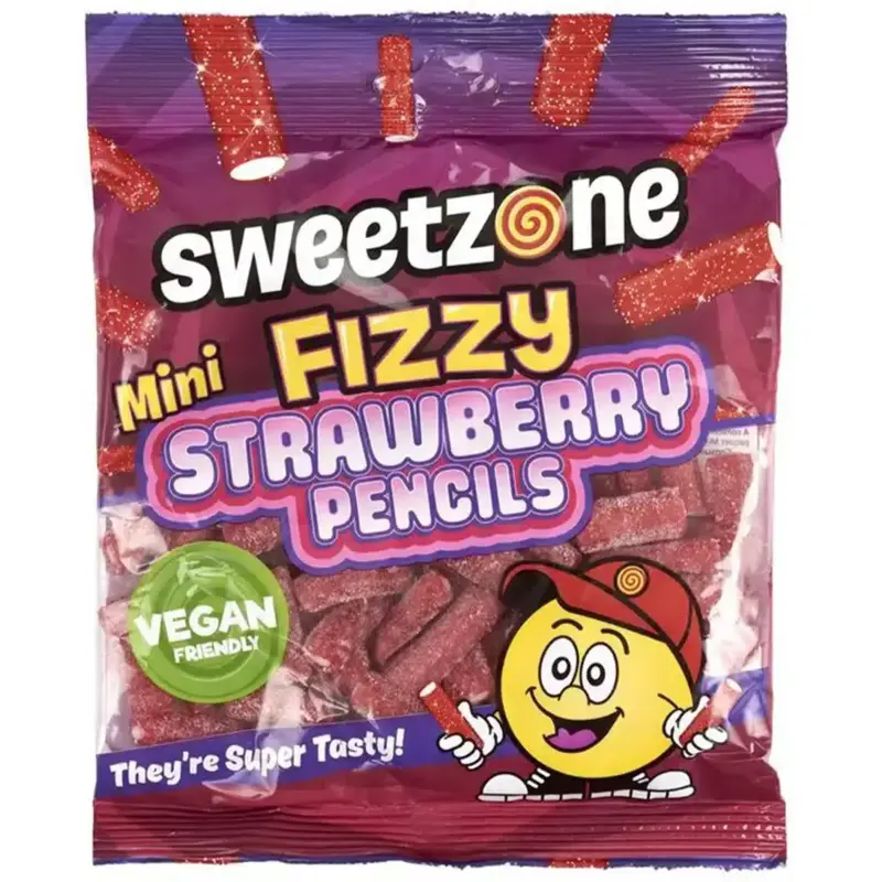 Mini Fizzy Strawberry Pencils, Sweetzone 180g