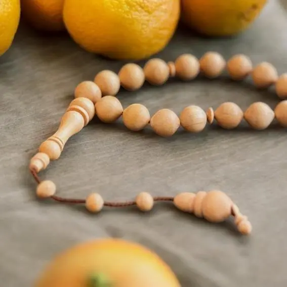 Håndlavet Tasbih med 33 Perler i Appelsintræ – Fra Tyrkiet