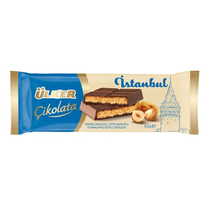 Istanbul Chokolade med Hasselnød & Sprød Kadaifi, Ülker 93g