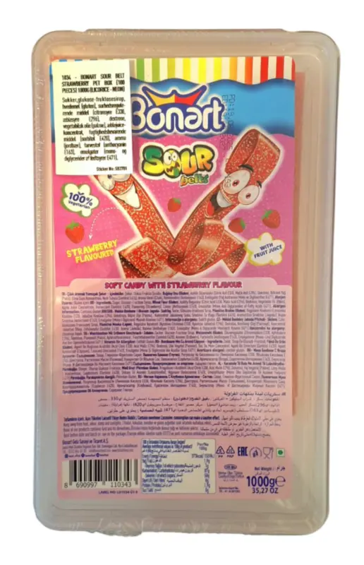 Sour Belts Strawberry, Bonart 1KG
