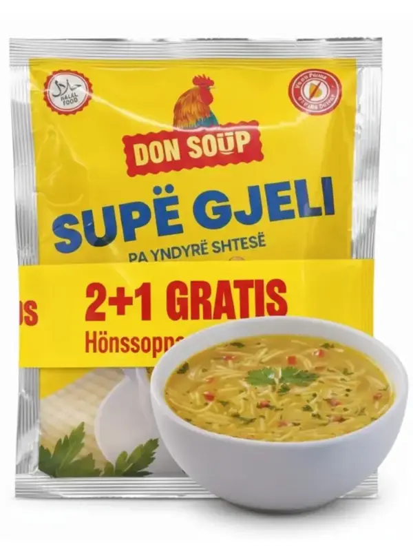 Halal Hønsekød Suppe med nudler, Don Soup 3x60g.