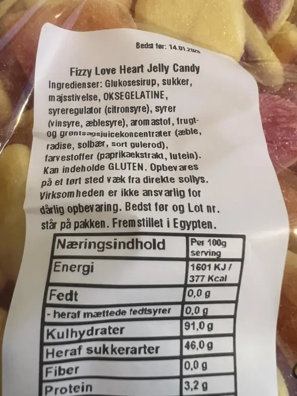 Fizzy Love Hearts, Yummy Gummy  1kg