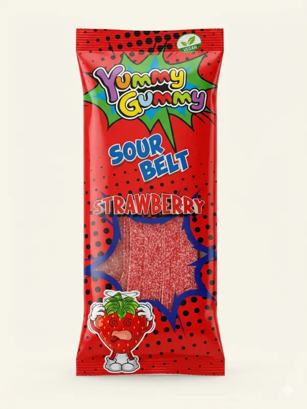 Sour Belt Strawberry, Yummy Gummy 160 G