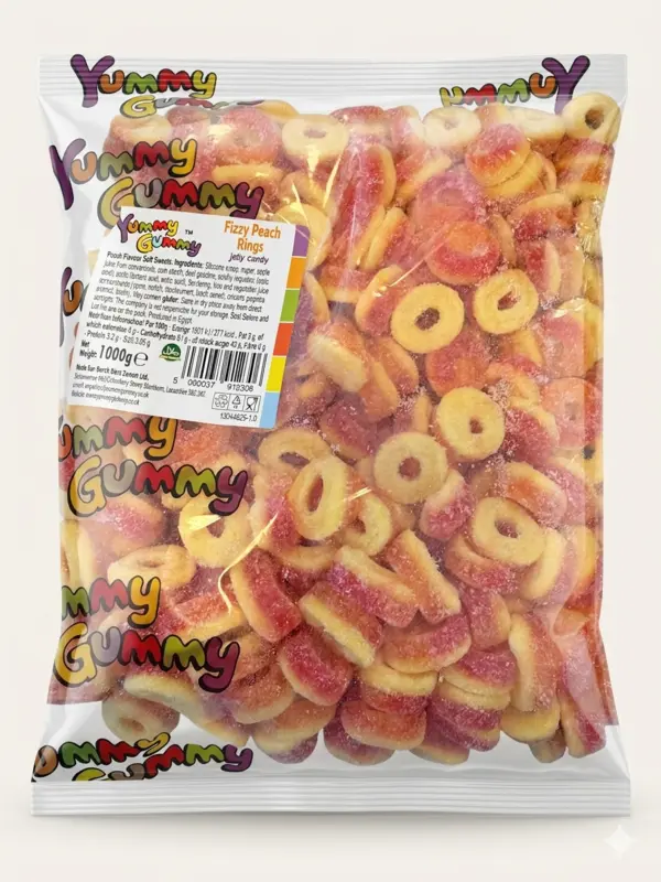 Fizzy Peach Ring Jelly Candy, Yummy Gummy 1Kg