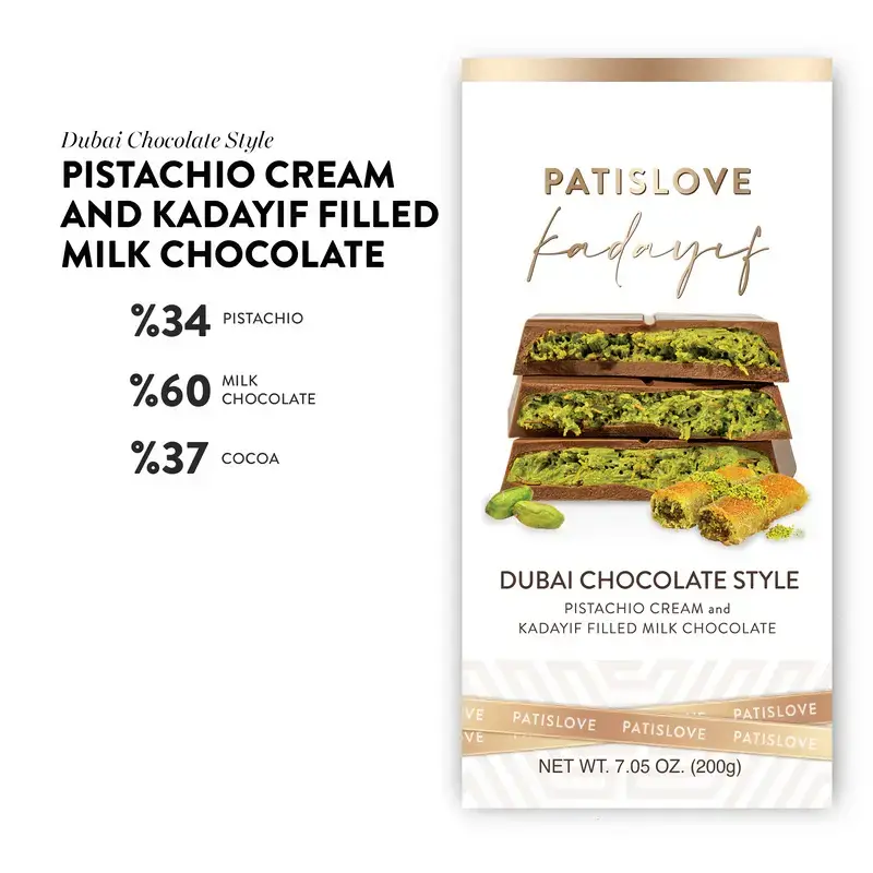 Dubai Chokolade med Pistacie og Kunafe, Patislove, 100 gr