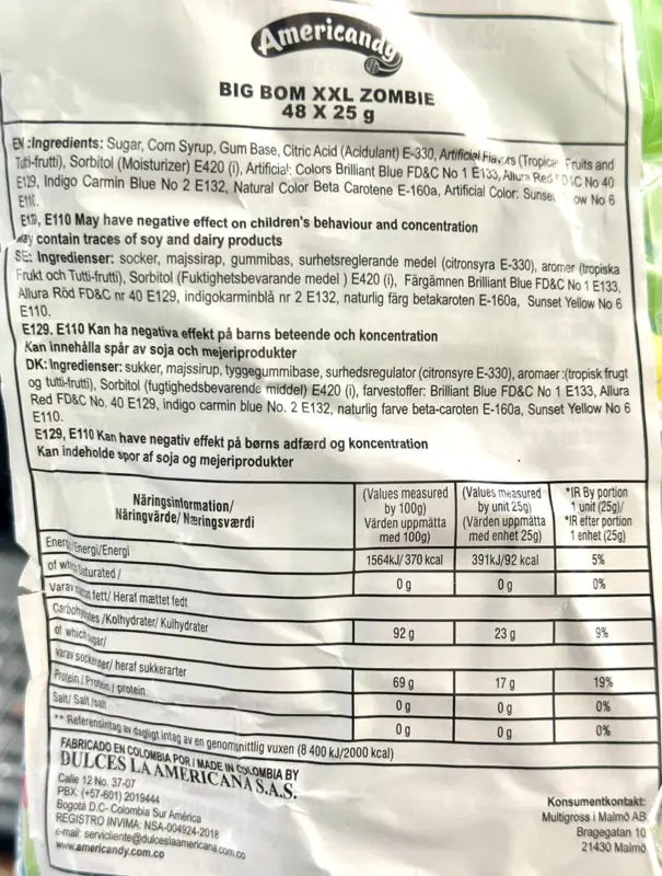 XXL Zombie Slikkepinde, Big Bom, 1200g