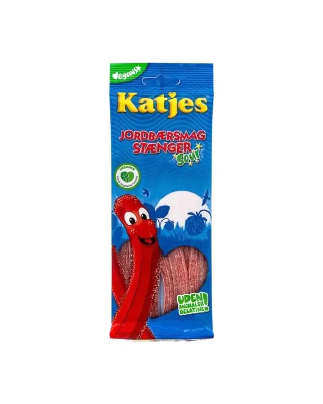Jordbærsmag stænger sour, Katjes, 75g