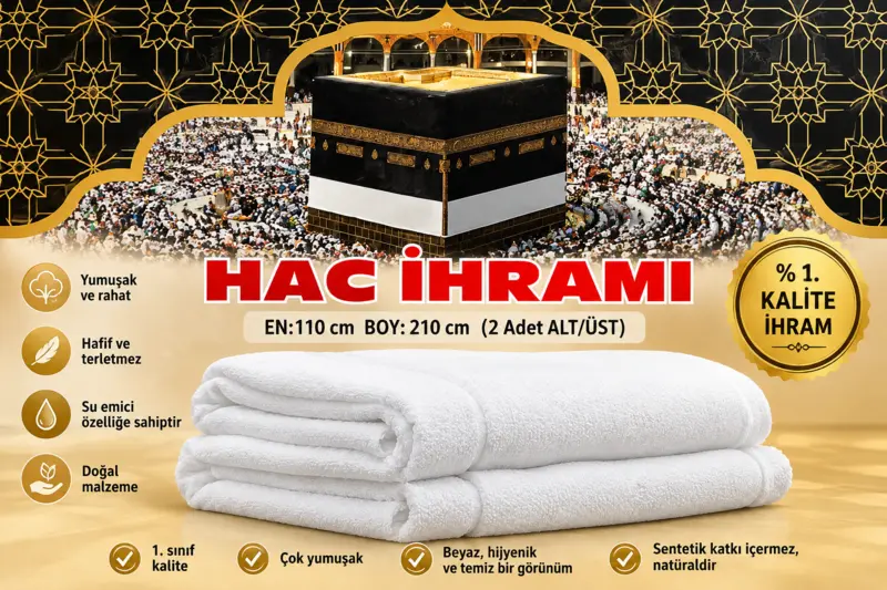 Ihram Sæt til Mænd,  2 Dele i Hvid,  1400 g