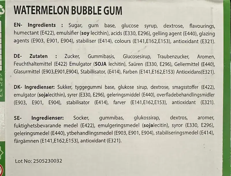 Watermelon Flavoured Sour Bubble Gum - ilham sweets - 1500g