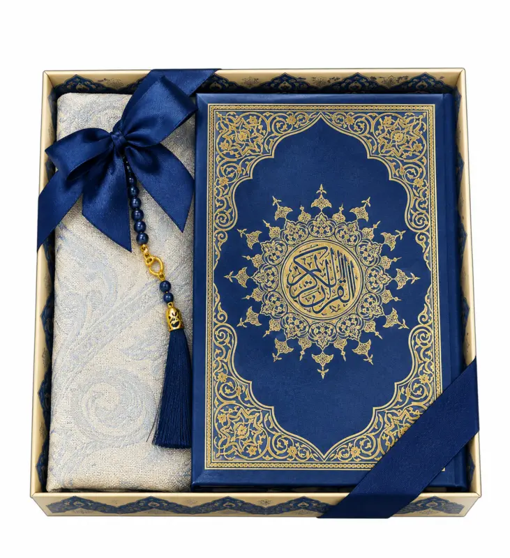 Luksuriøs Gaveæske med Koran, Bedetæppe & Tasbih