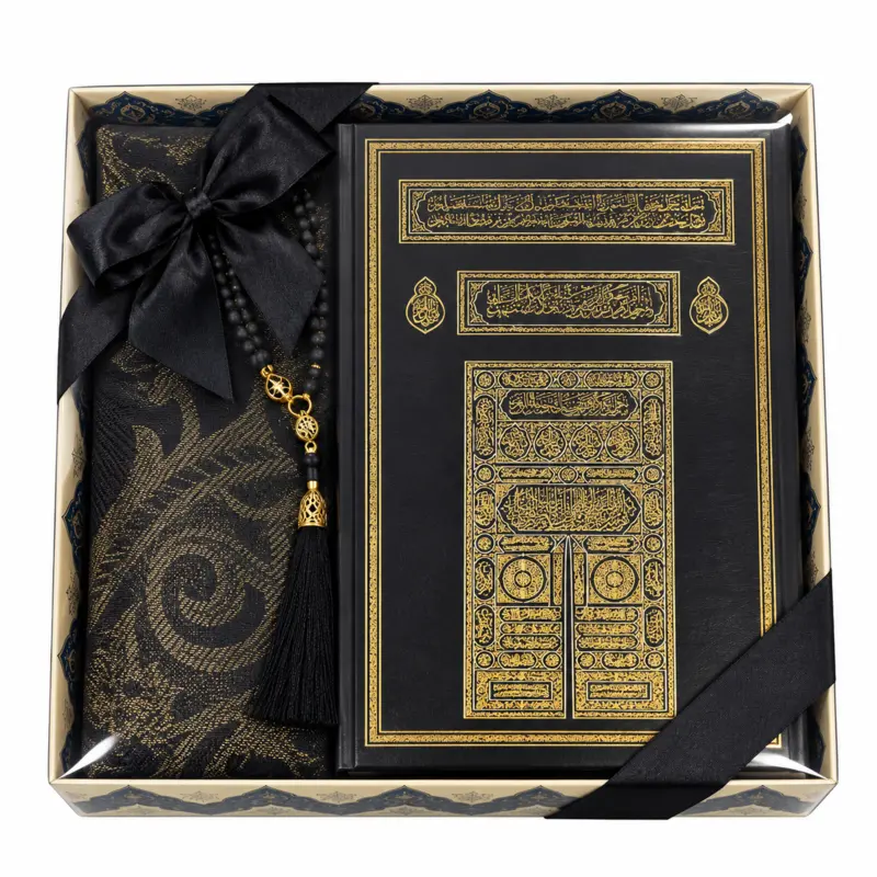 Luksuriøs Gaveæske med Koran, Bedetæppe & Tasbih