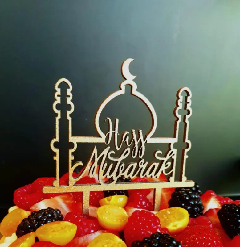 Hajj Mubarak Cake Topper i træ