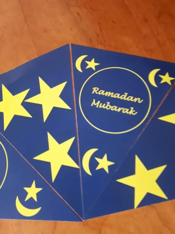 Ramadan Pynt Blå med stjerner (6 stk)  - Made in Denmark