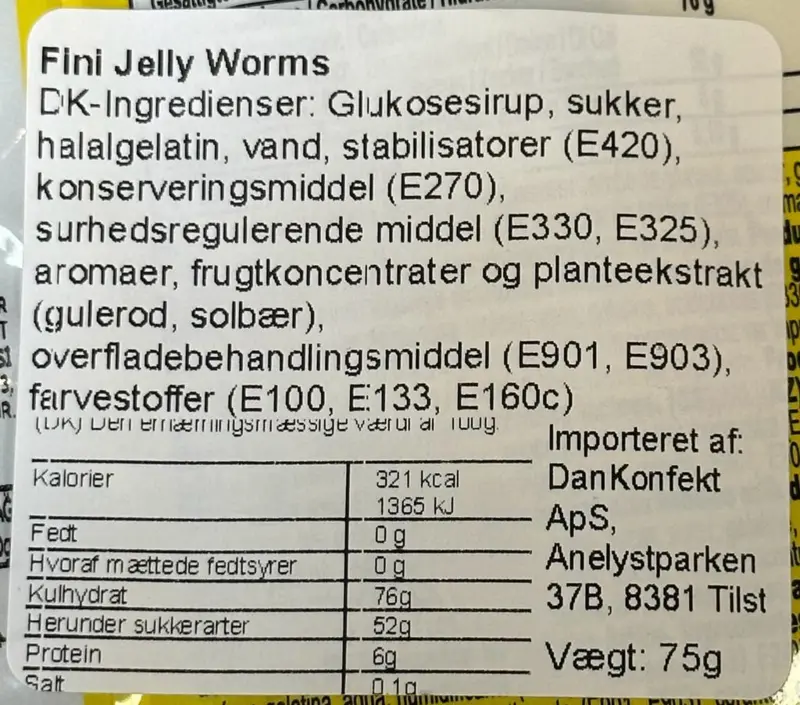 Jelly Worms Fini 75g
