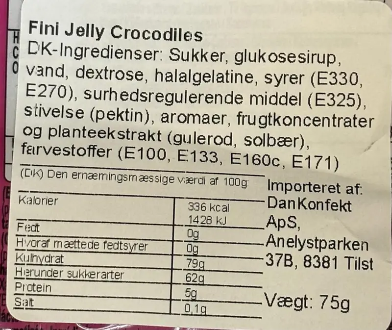Jelly Crocodiles Sour Fini 75g
