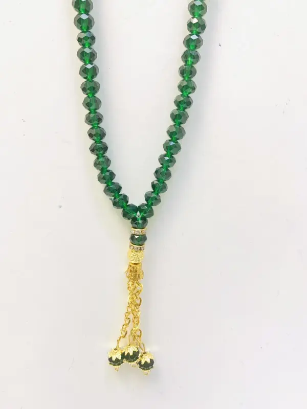 Stor Krystal Tasbeeh i Mørkegrøn (99 perler)