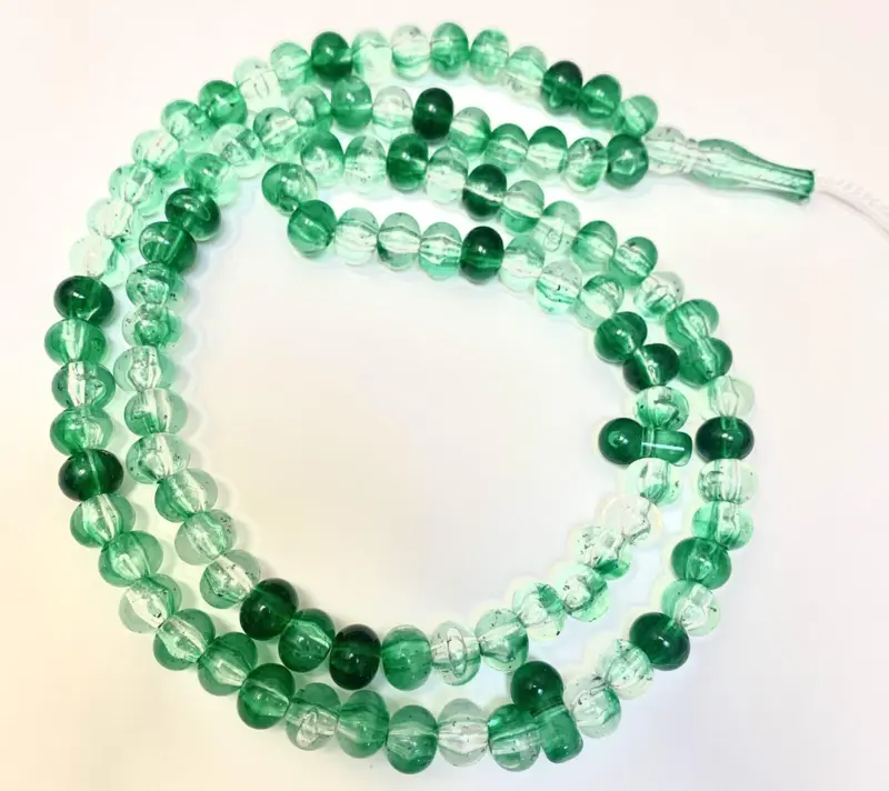 Grøn / Hvid tasbeeh med stor perler ( 99 perler)