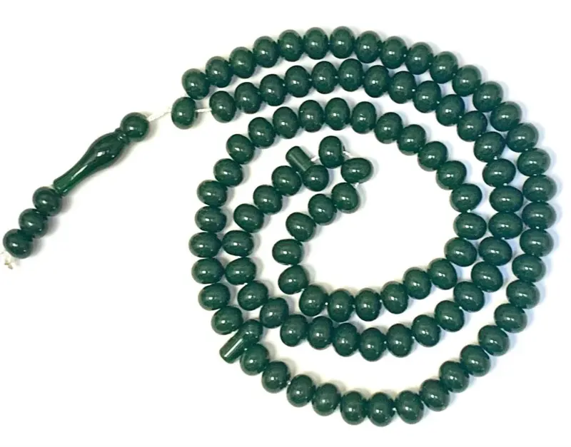 Olivengrøn tasbeeh med stor perler (99 perler)