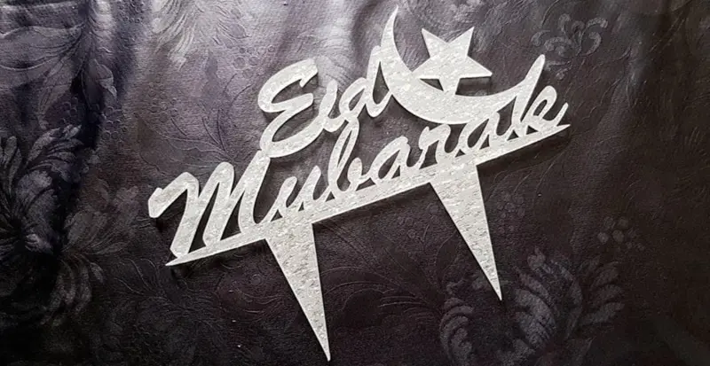 Eid Mubarak Cake Topper i Sølv