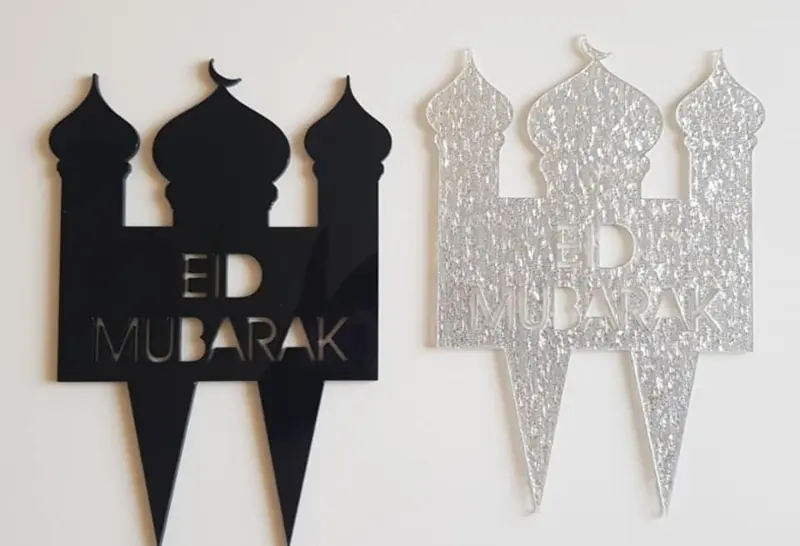 Eid Mubarak Cake Topper MOSKÉ i Sort glas