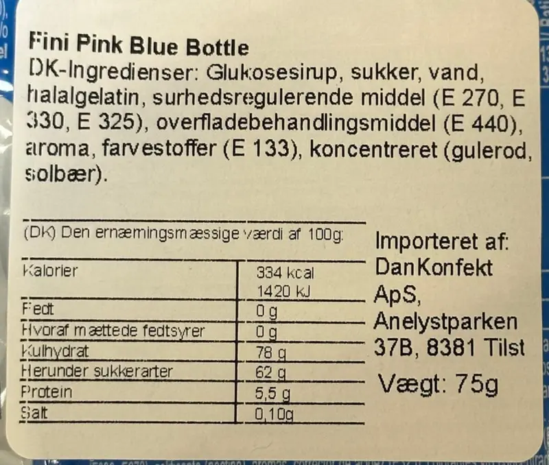Fini Pink Blue Bottle 75g
