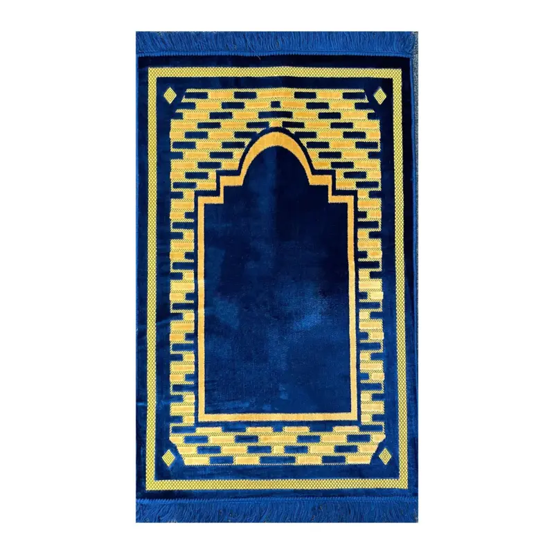 Blue Mihrab bedetæppe, farve mørkeblå/guld